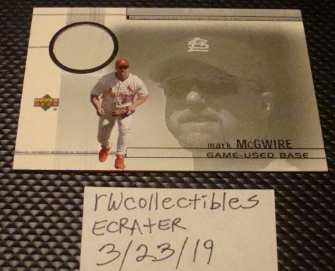 Mark McGwire 2001 Upper Deck Base Relic Baseball Card