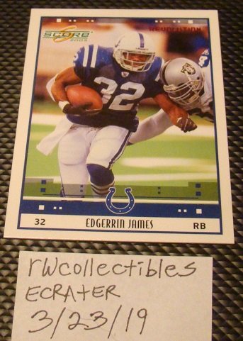 Edgerrin James 2005 Score Revolution Parallel Football Card Serial # 189/199