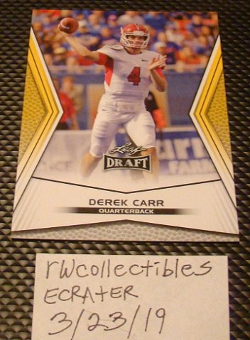 Derek Carr 2014 Leaf Draft Rookie Football Card Oakland Raiders