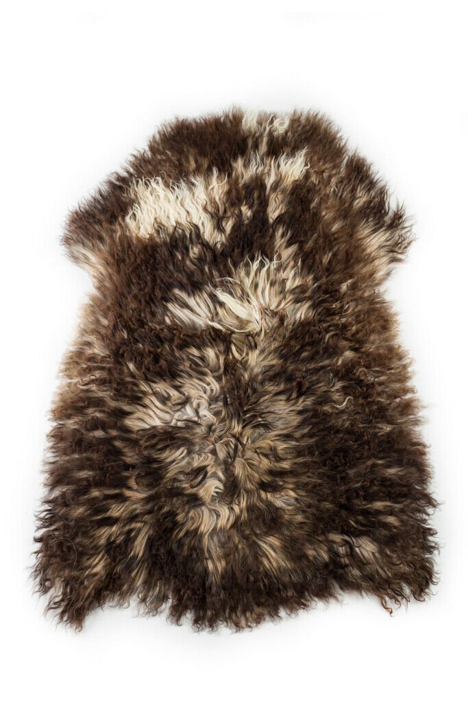 Aydin Sheepskin Throw Natural Soft Wool Handmade Dark Brown , 2'2"x3'2" #501