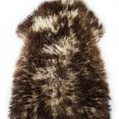 Aydin Sheepskin Throw Natural Soft Wool Handmade Dark Brown , 2'2"x3'2" #501