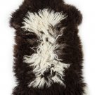 Aydin Sheepskin Pelt Ethically Sourced Handmade Black White 1'10"x3'6" #528