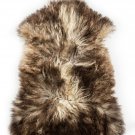 Aydin Sheepskin Rug Dark Brown Beige Wool 2'5"x3'3" #737