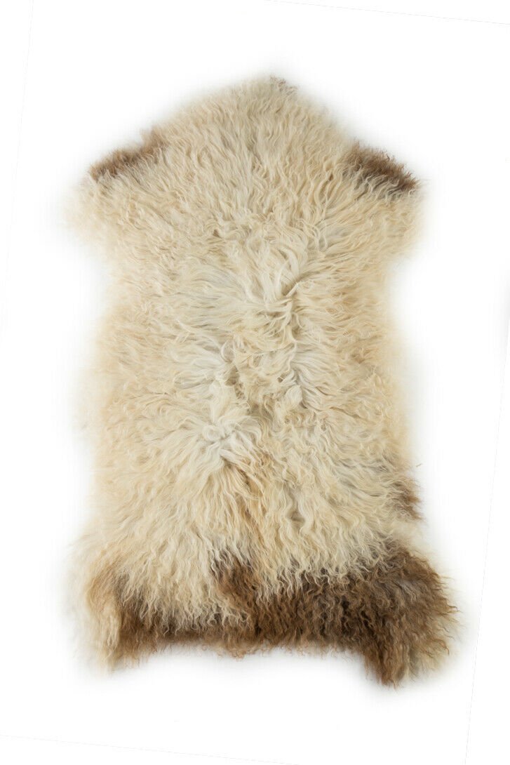 Aydin Sheepskin Pelt Ethically Sourced Handmade Cream Brown 2'0"x3'7" #521