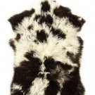 Aydin Sheepskin Rug Soft Natural Wool Black White 1'10"x2'10" #710