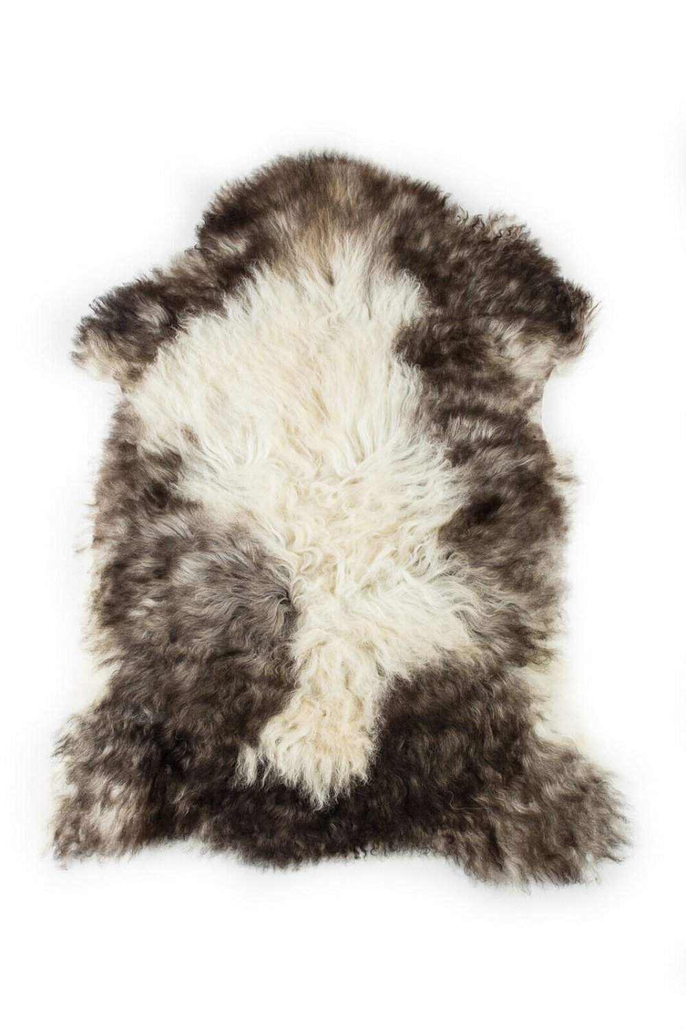 Aydin Sheepskin Pelt Ethically Sourced Handmade Cream Dark Brown 2'3"x3'2" #605