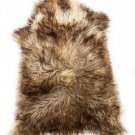 Aydin Sheepskin Rug Soft Natural Wool Brown Cream 2'2"x2'10" #756