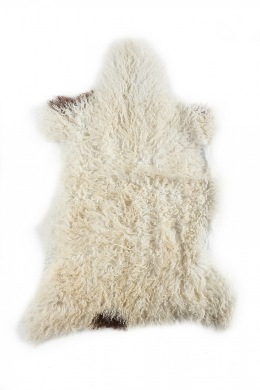 Aydin Sheepskin Pelt Ethically Sourced Handmade Cream-White Brown 2'0"x3'0" #373