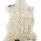 Aydin Sheepskin Pelt Ethically Sourced Handmade Cream-White Brown 2'0"x3'0" #373