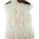 Aydin Sheepskin Throw Natural Soft Wool Handmade White Black 2'0"x3'0" #580
