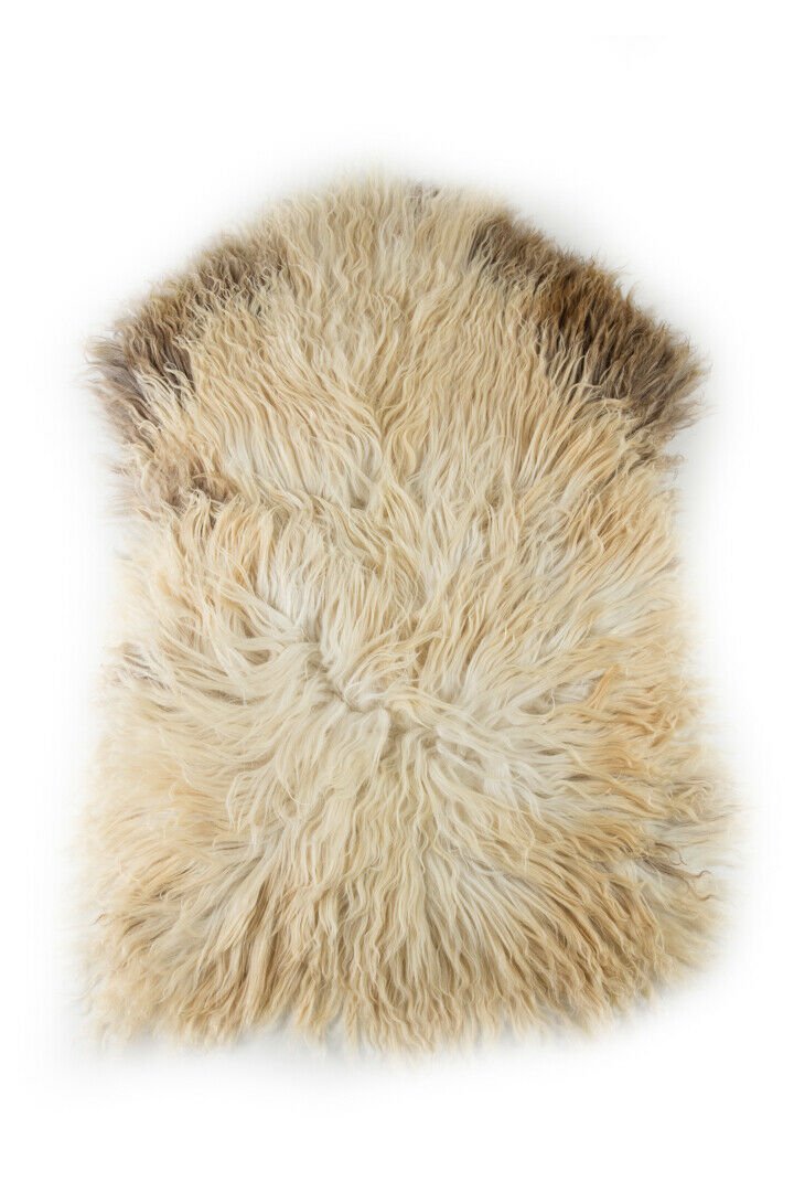 Aydin Sheepskin Pelt Ethically Sourced Handmade Beige Brown 2'0"x3'2" #545
