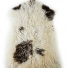 Aydin Sheepskin Rug White Dark Brown Wool  2'0"x3'0" #547