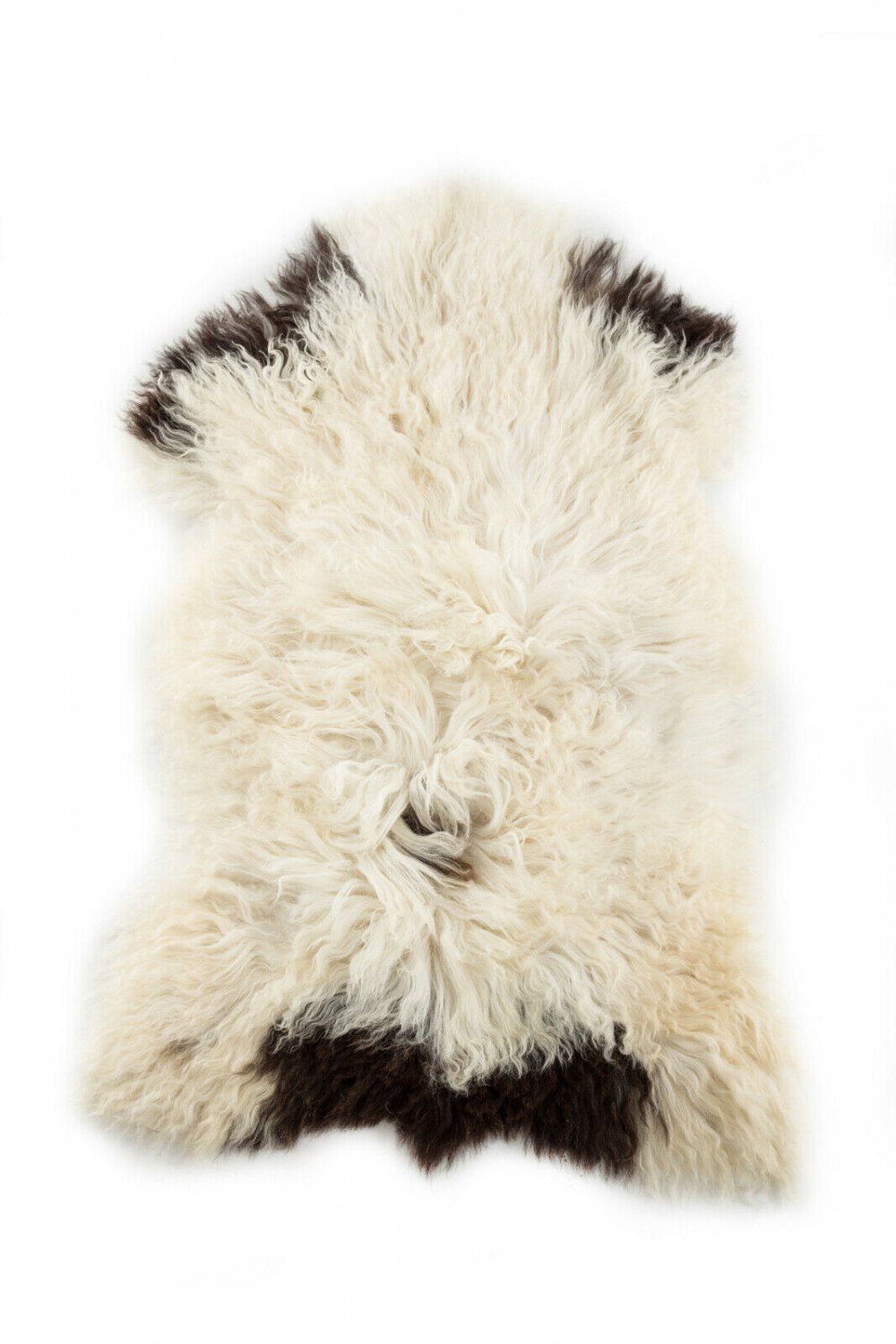 Aydin Sheepskin Throw Natural Soft Wool Handmade White Brown 2'0"x3'0" #727
