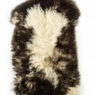 Aydin Sheepskin Rug Cream Dark Brown Wool 1'8"x3'0" #682