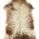 Aydin Sheepskin Throw Natural Soft Wool Handmade Brown Cream 2'2"x3'4" #525