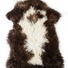 Aydin Sheepskin Rug Dark Brown Cream Wool 2'0"x3'0" #474