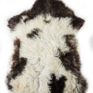 Aydin Sheepskin Rug Dark Brown White Wool 2'2"x3'0" #659