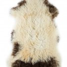 Aydin Sheepskin Rug Soft Natural Wool ,Dark Brown Cream 2'0"x3'3" #640