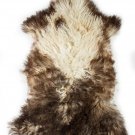 Aydin Sheepskin Pelt Handmade Natural Wool , Dark Brown Cream 2'2"x3'3" #635
