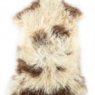 Aydin Sheepskin Rug Brown Cream Wool 2'2"x3'4" #744
