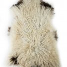 Aydin Sheepskin Throw Natural Wool White With Brown Spots 2'3"x3'9" #510