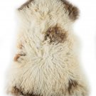 Aydin Sheepskin Pelt Handmade Natural Soft Wool Beige Brown 2'1"x3'5" #599