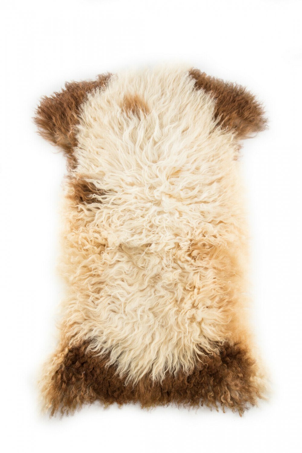 Aydin Sheepskin Pelt Ethically Sourced Handmade Brown Cream 2'1"x3'4" #731