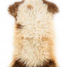 Aydin Sheepskin Pelt Ethically Sourced Handmade Brown Cream 2'1"x3'4" #731