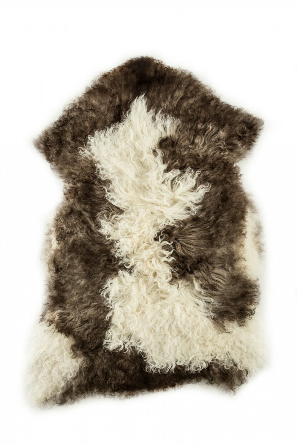 Aydin Sheepskin Pelt Handmade Soft Wool , Cream Dark Gray  2'0"x3'3" #707