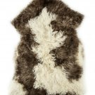 Aydin Sheepskin Pelt Handmade Soft Wool , Cream Dark Gray  2'0"x3'3" #707