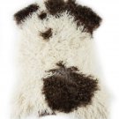 Aydin Sheepskin Rug Soft Natural Wool ,White Dark Brown 2'3"x3'0" #651