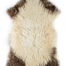 Aydin Sheepskin Pelt Handmade Natural Soft Wool Beige Dark Brown 2'2"x3'4" #477