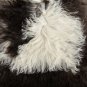 Aydin Sheepskin Throw Natural Soft Wool Handmade Dark Brown White 2'0"x3'1" #730