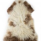 Aydin Sheepskin Throw Natural Soft Wool Handmade Beige  Brown , 2'3"x3'8" #538