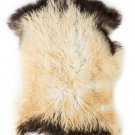 Aydin Sheepskin Rug Beige Dark Brown Wool  2'1"x3'0" #583