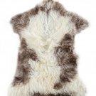 Aydin Sheepskin Rug Soft Natural Wool Brown Off-White 2'3"x3'0" #442