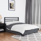 Full Size Steel Bed Frame with Stable Platform and Wooden Slats