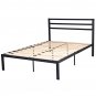 Full Size Steel Bed Frame with Stable Platform and Wooden Slats