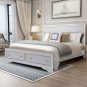 White Platform King Wood Bed With 2 Drawers