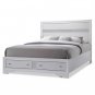 White Platform King Wood Bed With 2 Drawers