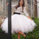 Women Puffy Tutu Skirts Long Tea Length Tulle Skirt Wedding Bridesmaid Lolita Underskirt white