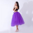 Women Puffy Tutu Skirts Long Tea Length Tulle Skirt Wedding Bridesmaid Lolita Underskirt purple