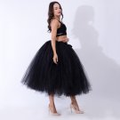 Women Puffy Tutu Skirts Long Tea Length Tulle Skirt Wedding Bridesmaid Lolita Underskirt black
