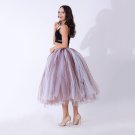 Women Puffy Tutu Skirts Long Tea Length Skirt Wedding Bridesmaid Lolita Underskirt coffee+white