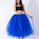 Women Puffy Tutu Skirts Long Tea Length Tulle Skirt Wedding Bridesmaid Lolita Underskirt royal blue