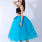 Women Puffy Tutu Skirts Long Tea Length Tulle Skirt Wedding Bridesmaid Lolita Underskirt blue