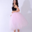 Women Puffy Tutu Skirts Long Tea Length Tulle Skirt Wedding Bridesmaid Lolita Underskirt pink