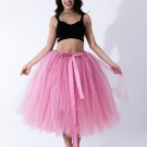 Women Puffy Tutu Skirts Long Tea Length Tulle Skirt Wedding Bridesmaid Lolita Underskirt blush