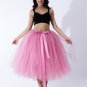 Women Puffy Tutu Skirts Long Tea Length Tulle Skirt Wedding Bridesmaid Lolita Underskirt blush