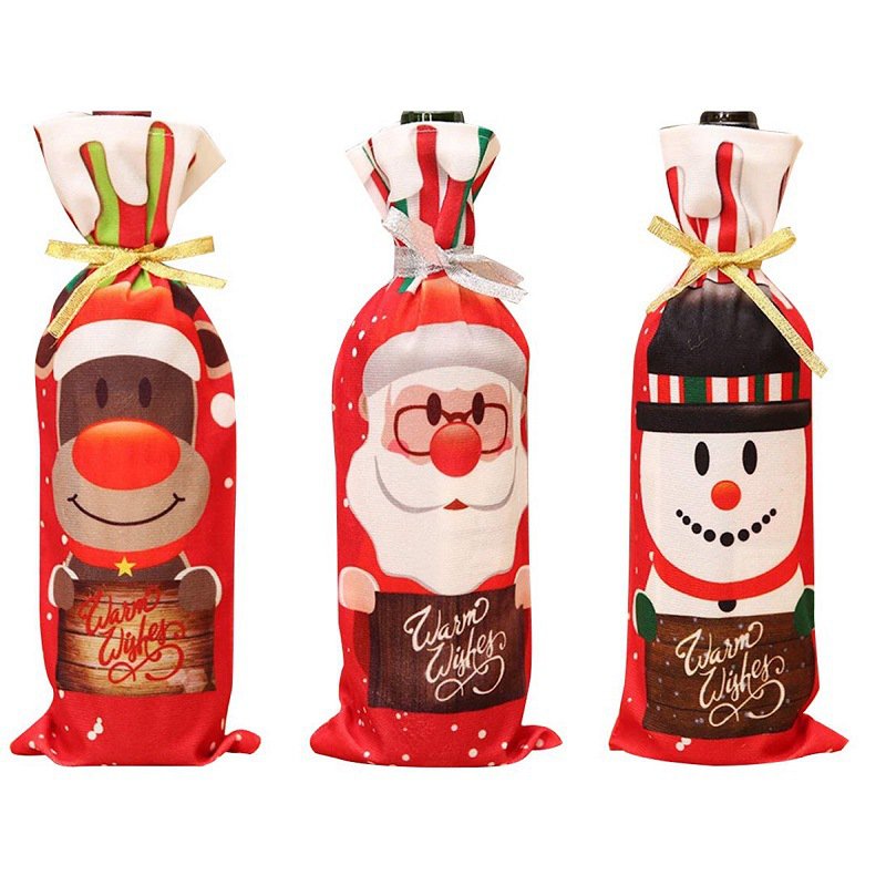 Christmas decorations gift bag wine bottle cover